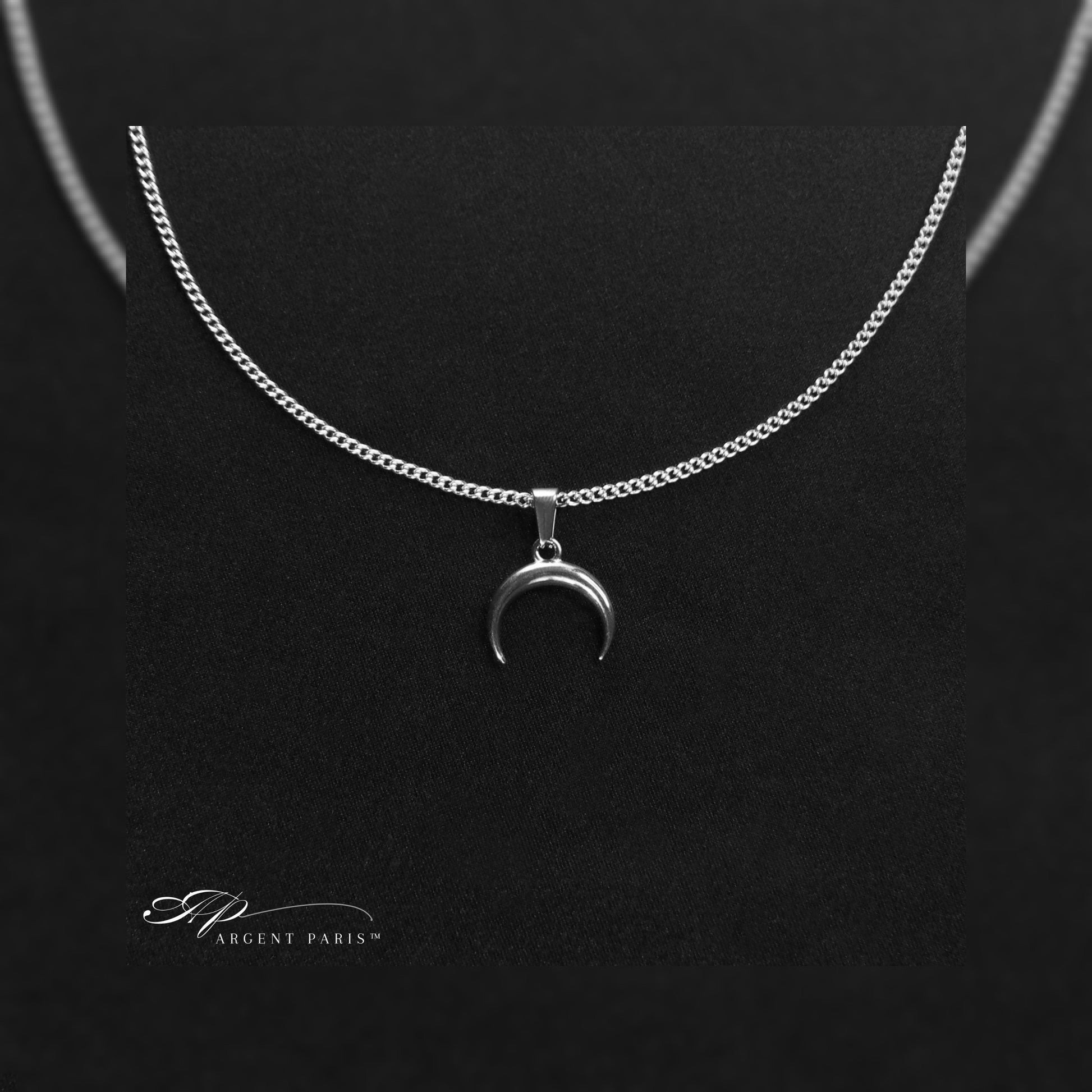 pendentif en argent avec collier homme